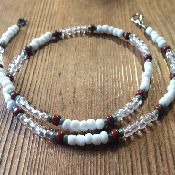 Men's White Beaded Beach 18 In. Necklace Handmade Men's Necklace White and Clear - Picture 1 of 8